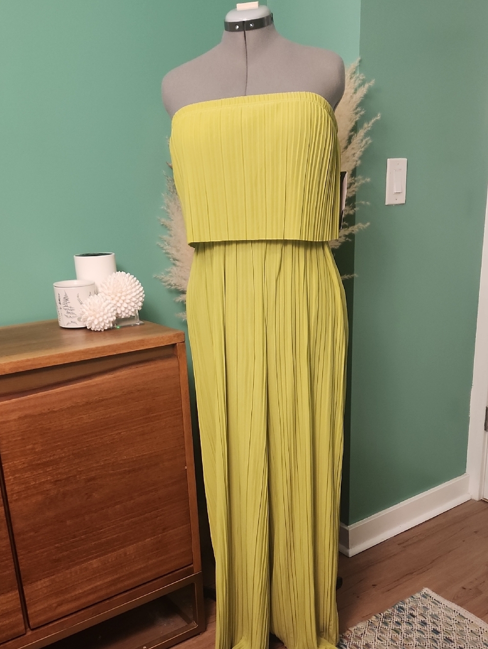 NEW W/ TAGS...Strapless Pleated Lime Jumpsuit